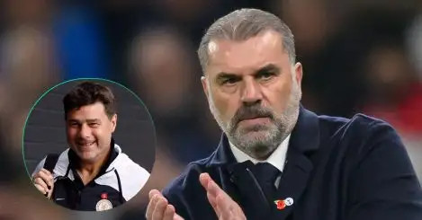 Tottenham manager Ange Postecoglou and Chelsea manager Mauricio Pochettino